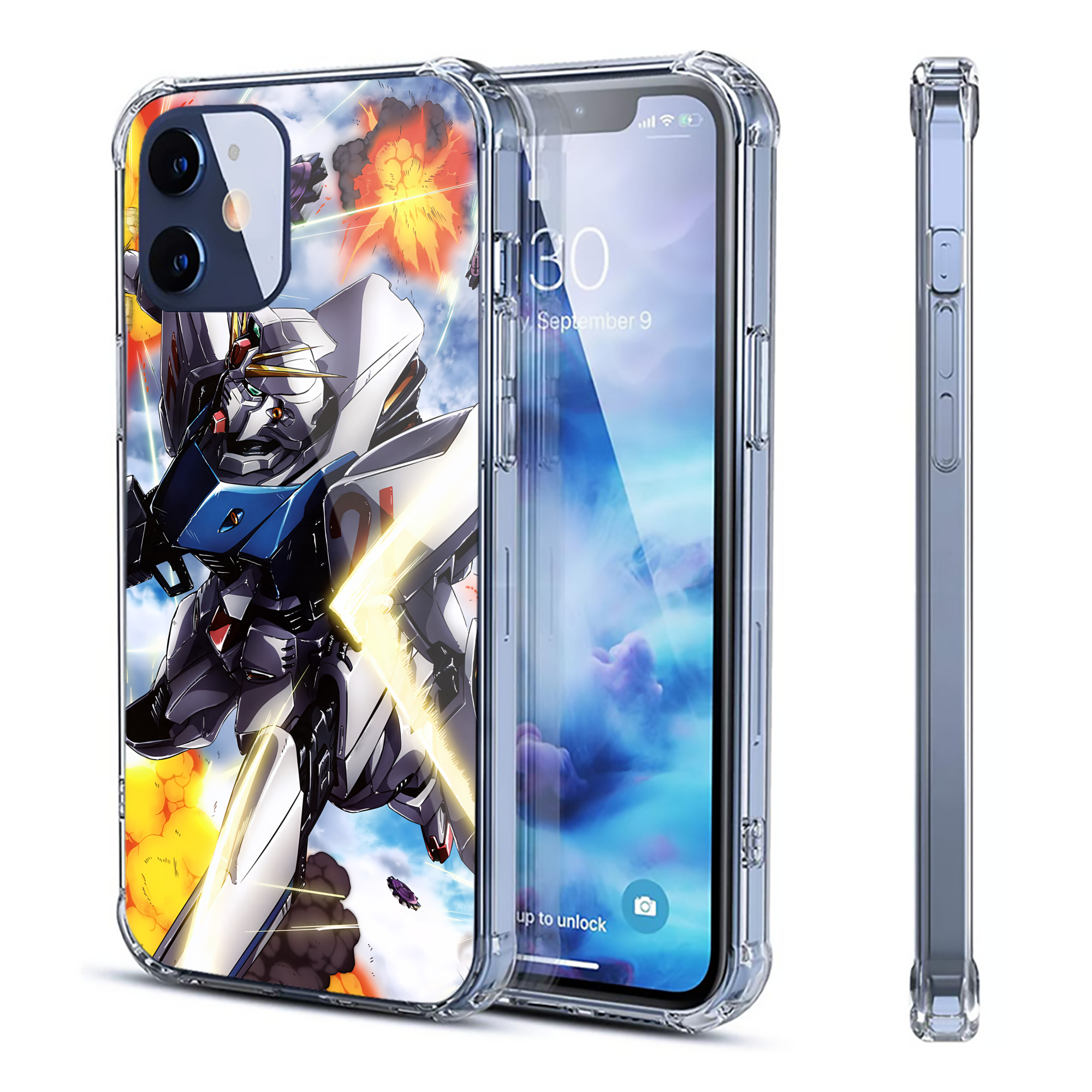 （画像用） 機動戦士ガンダム Mobile Suit Gundam 【iPhone 12シリーズ対応】透明スマホケース（クリアソフトケース）